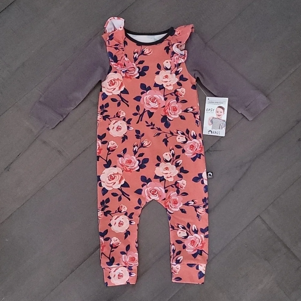 NWT RAGS Baby Ruffled Floral Romper 6-12m